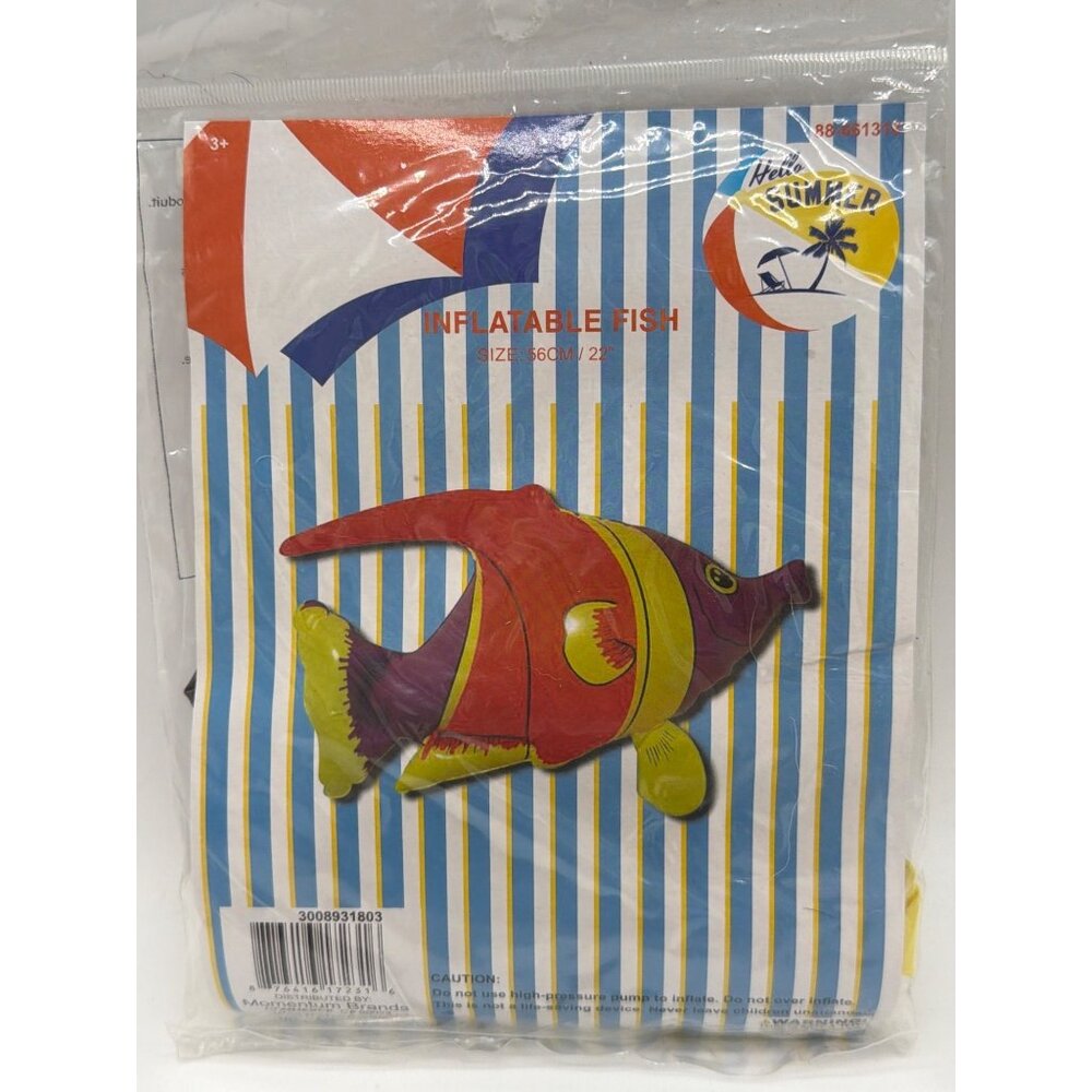 Inflatable Fish Pool Toy 56CM/22" Multicolor For Ages 3+